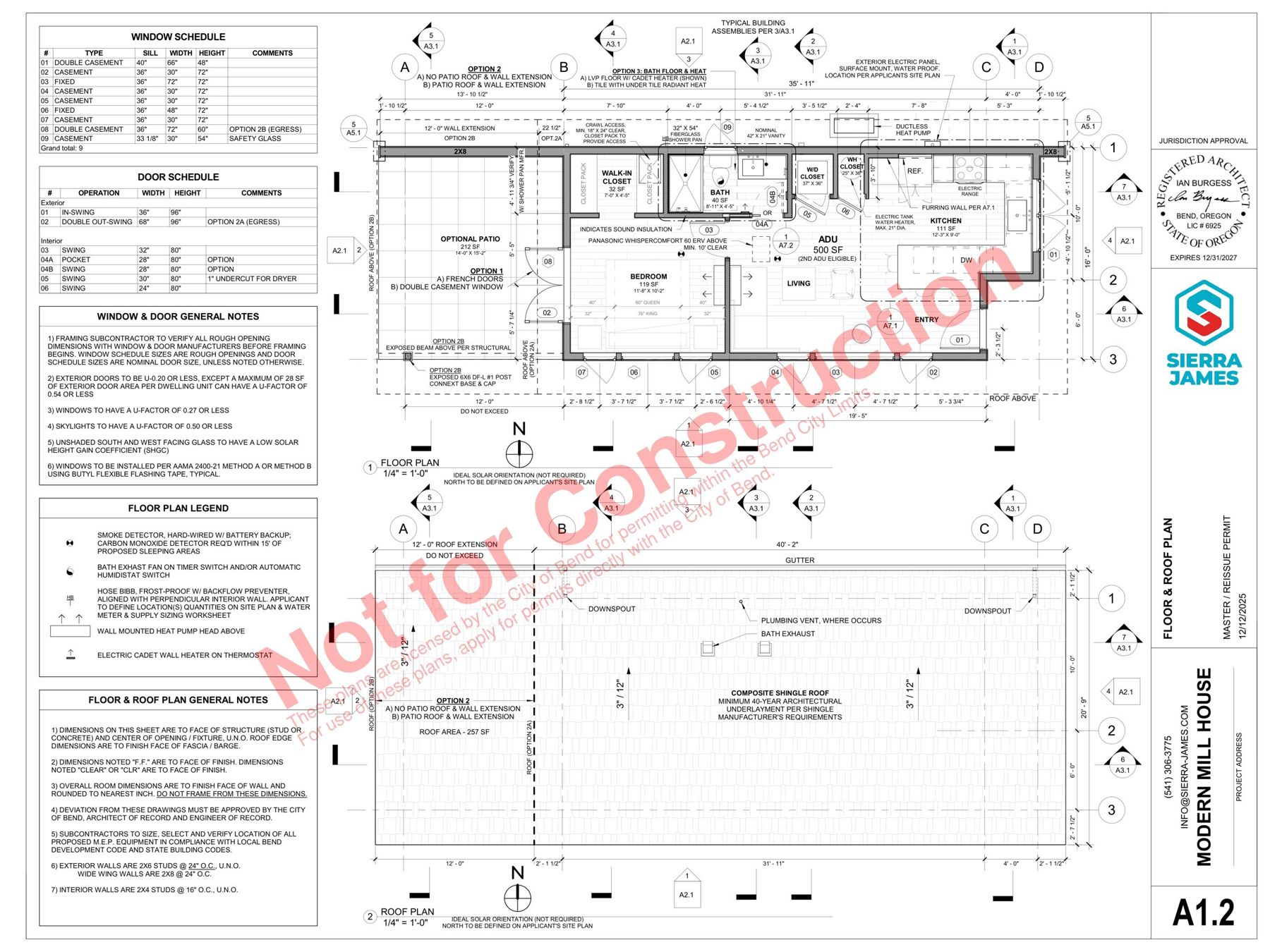 Modern Mill House floor and roof plan