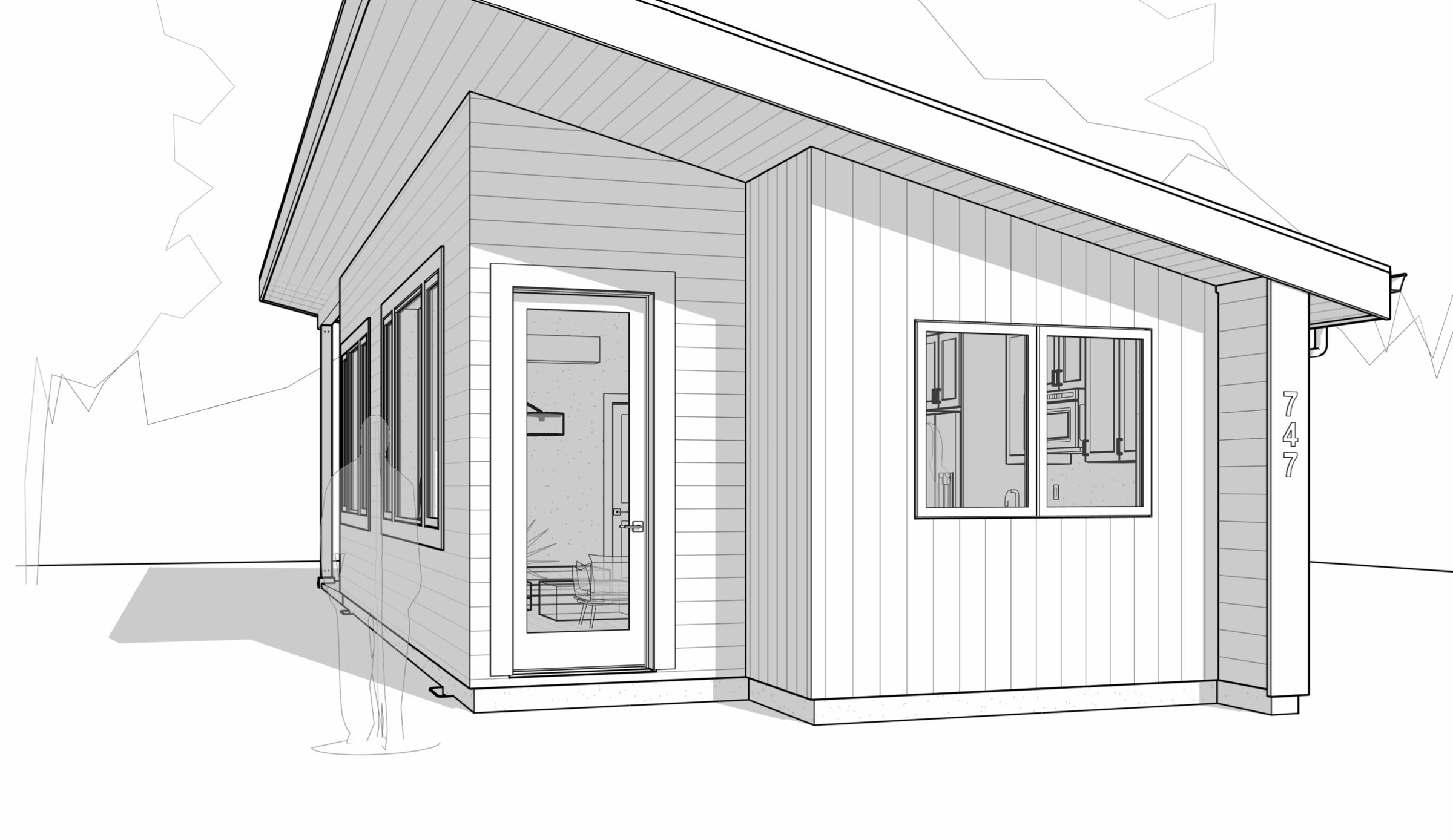 Modern Mill House perspective sketch