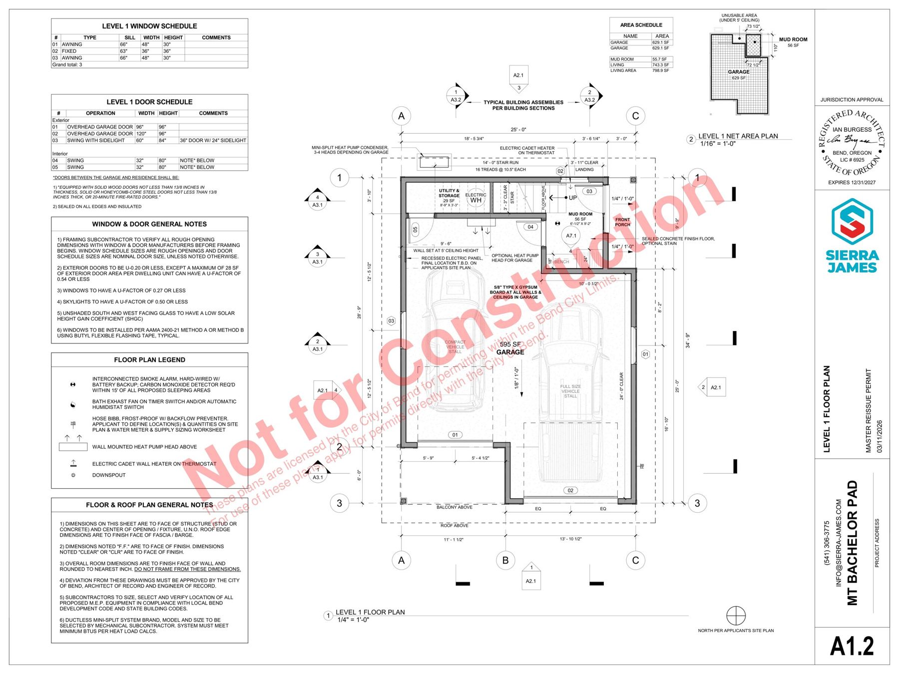Mt. Bachelor Pad level 1 floor plan