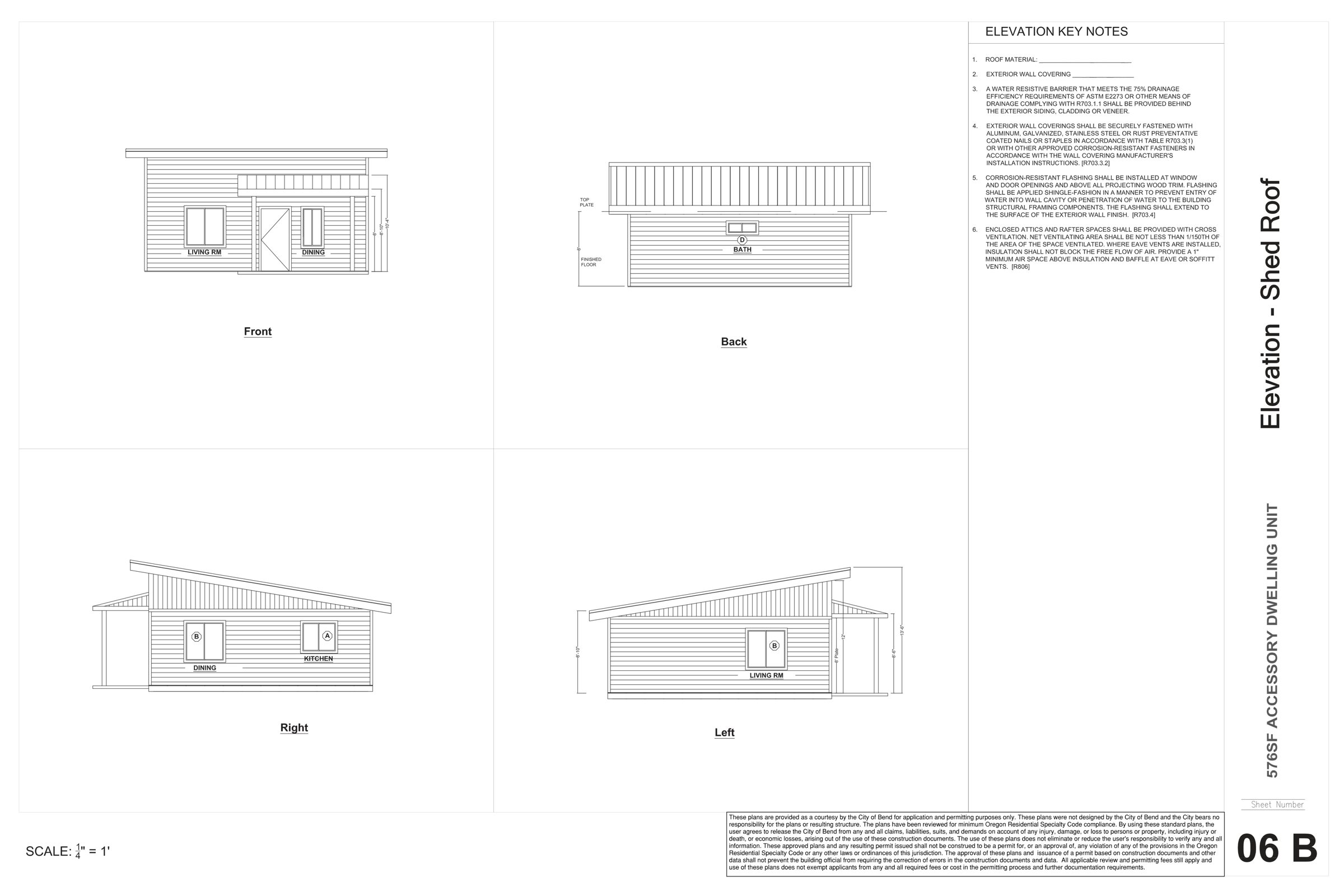 The Joel elevations, shed roof
